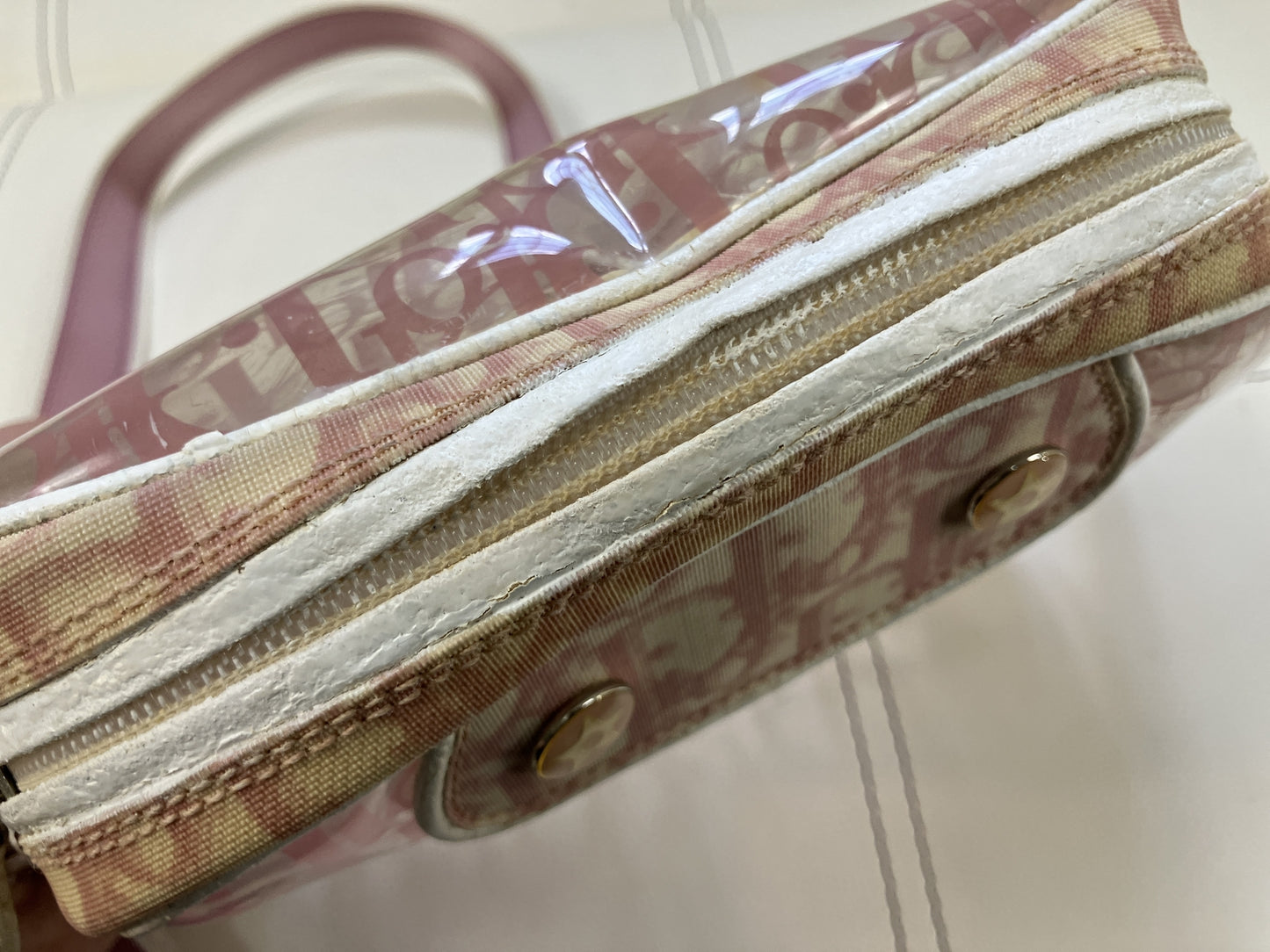 Christian Dior Trotter Pink Clear PVC Shoulder Bag with Drawstring Pouch