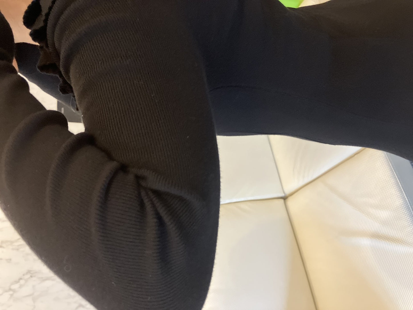 MEIMEIJ Long Black Dress TG36 Made in Italy 窶・Elegant Ruffle Neckline 窶・Stretch Comfort 窶・