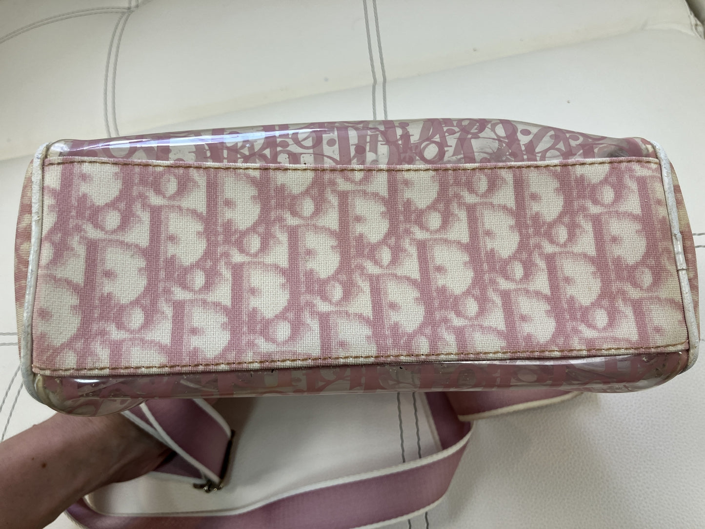 Christian Dior Trotter Pink Clear PVC Shoulder Bag with Drawstring Pouch