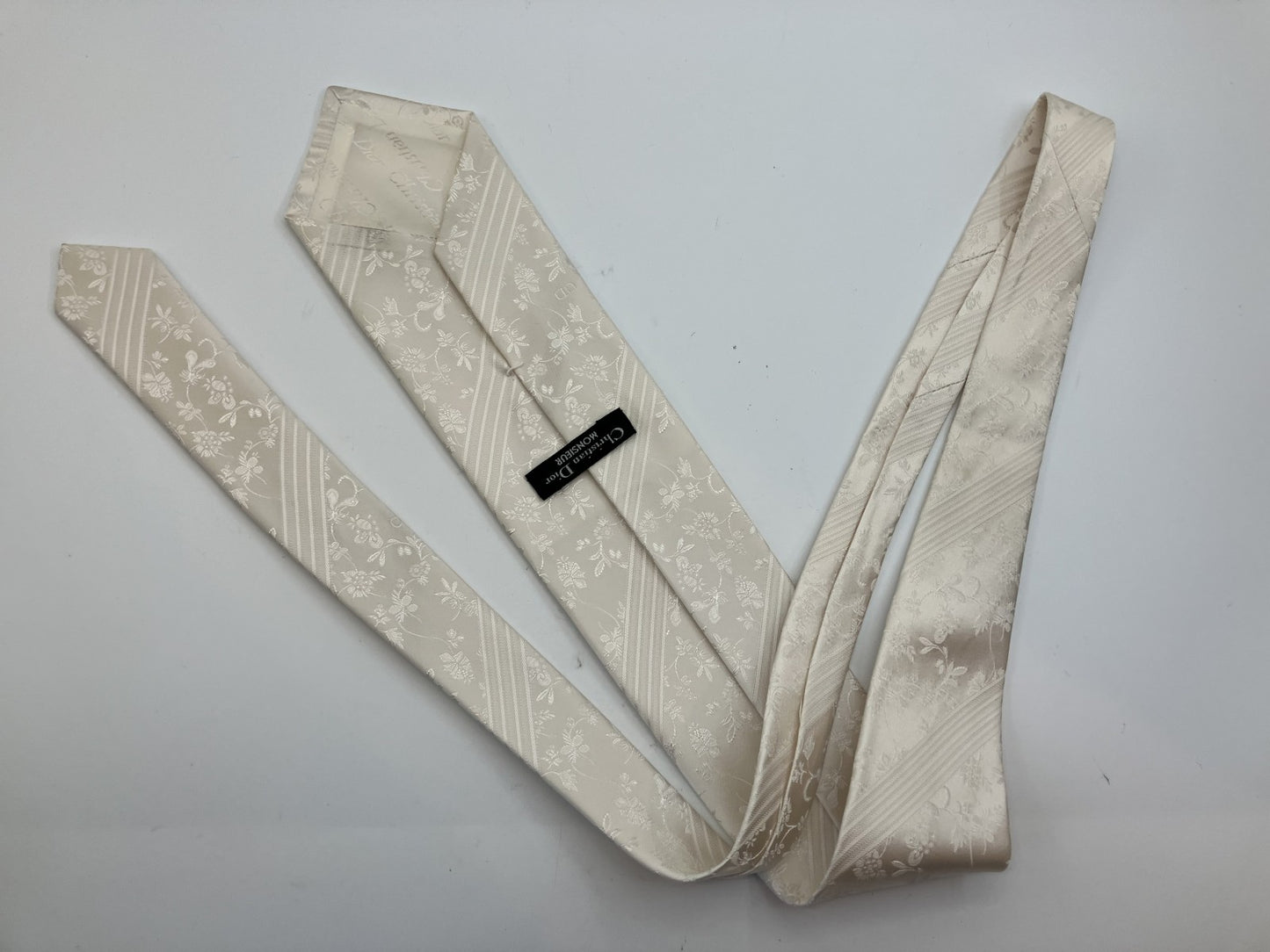 Christian Dior tie, width 9cm (3.54 inch), white, free shipping 