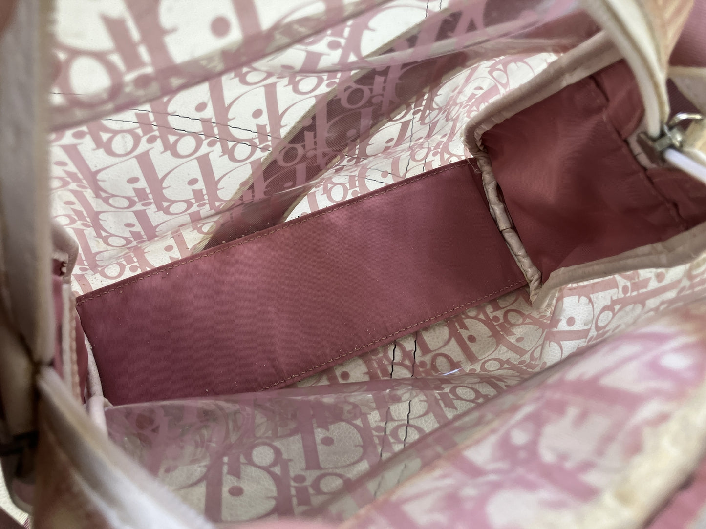 Christian Dior Trotter Pink Clear PVC Shoulder Bag with Drawstring Pouch
