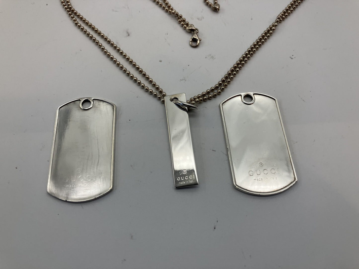 GUCCI Necklace Dog Tag Pendant Set SV925 Chain 50cm (19.69 inch) Free Shipping 