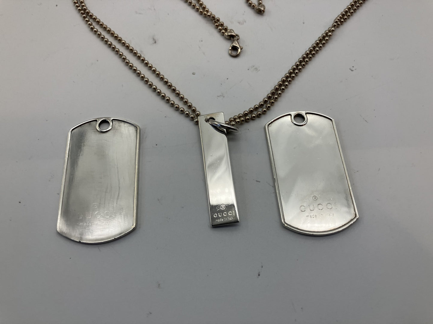 GUCCI Necklace Dog Tag Pendant Set SV925