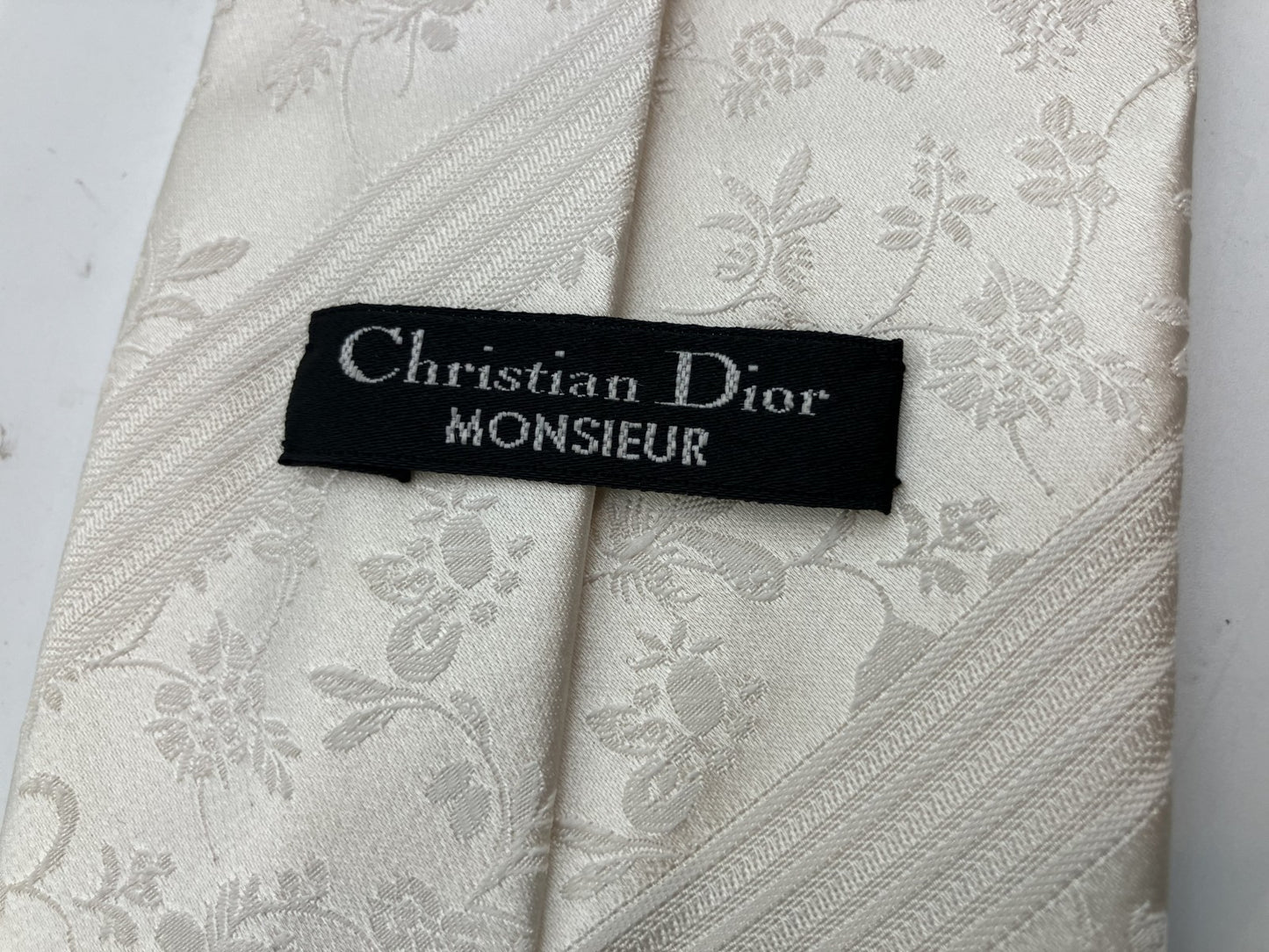 Christian Dior tie, width 9cm (3.54 inch), white, free shipping 