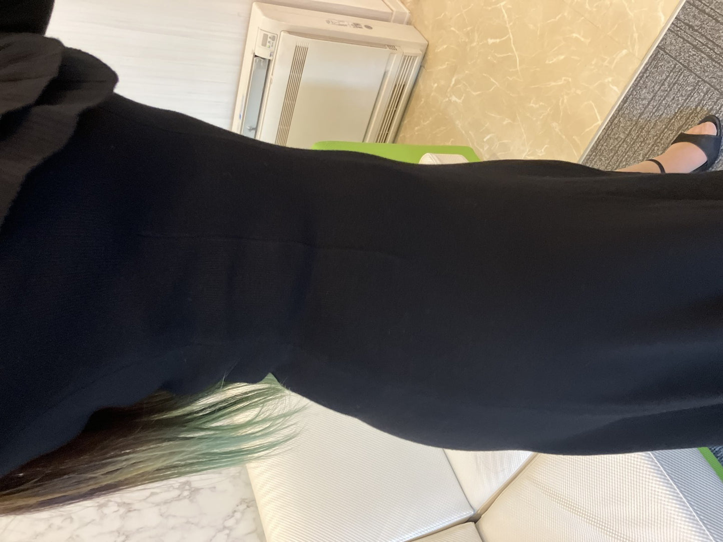 MEIMEIJ Long Black Dress TG36 Made in Italy 窶・Elegant Ruffle Neckline 窶・Stretch Comfort 窶・