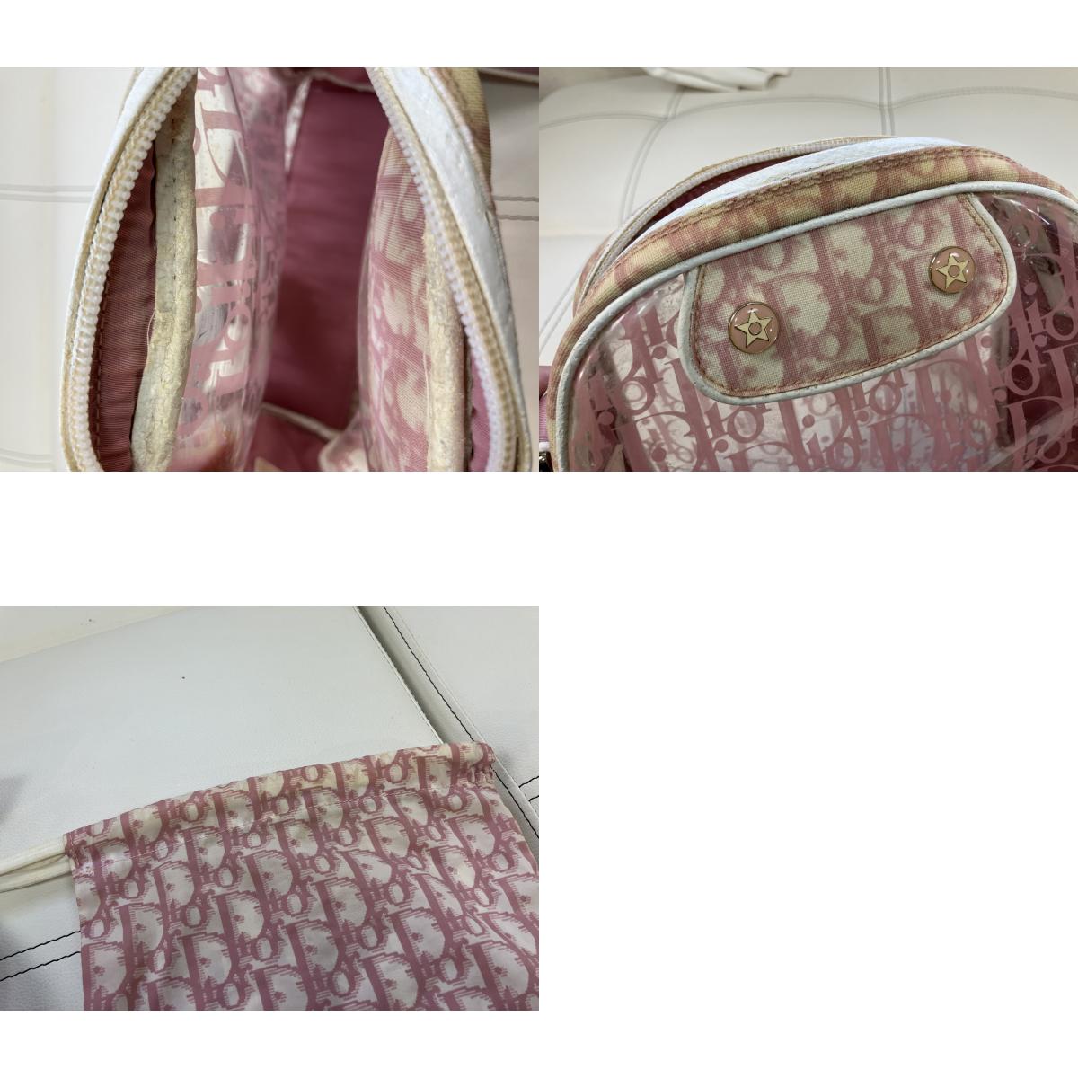 Christian Dior Trotter Pink Clear PVC Shoulder Bag with Drawstring Pouch