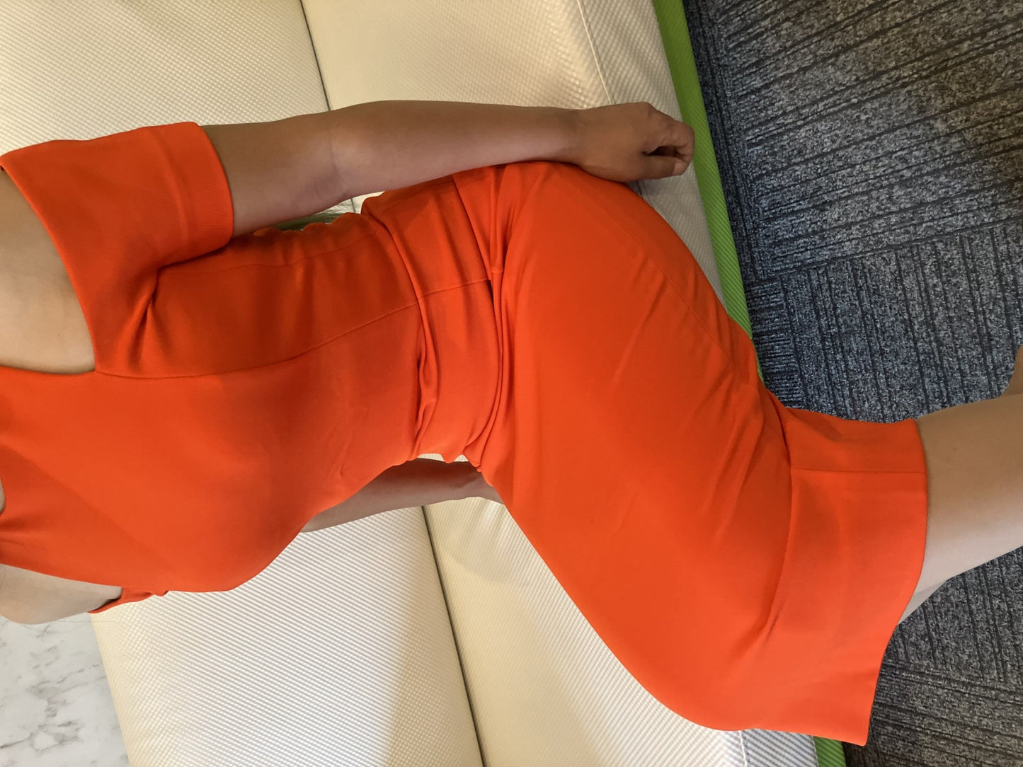 Victoria Beckham Orange Bodycon Midi Dress Off Shoulder Italy Size 42 Free Ship