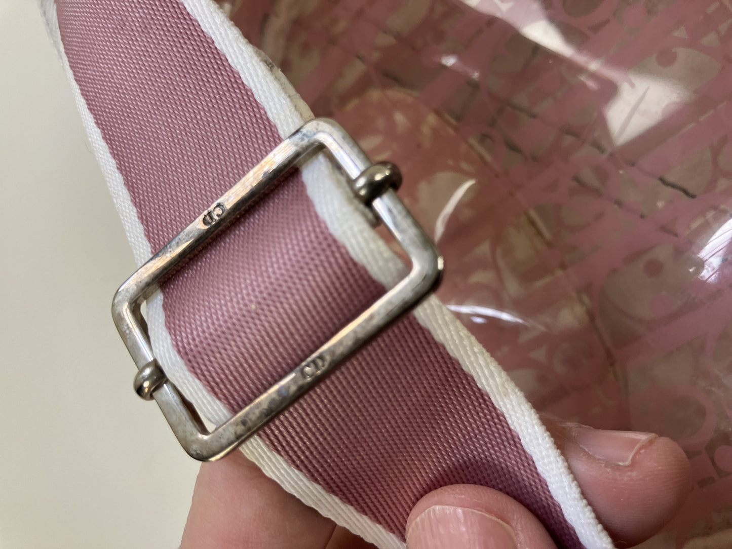 Christian Dior Trotter Pink Clear PVC Shoulder Bag with Drawstring Pouch