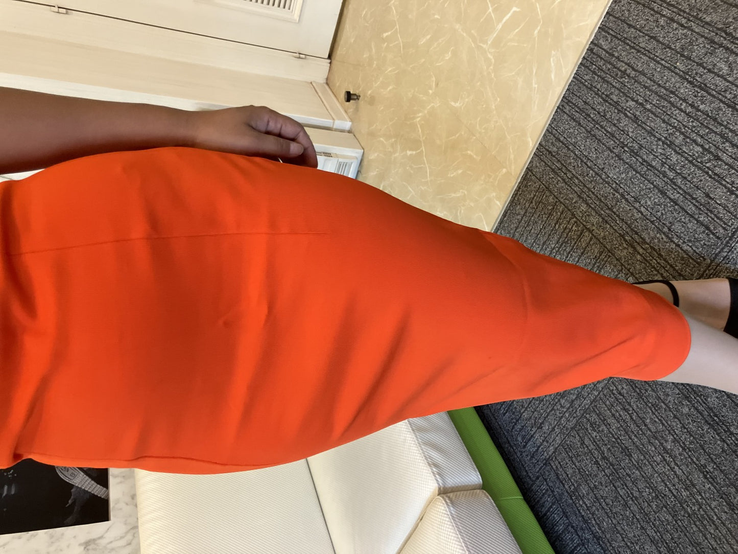 Victoria Beckham Orange Bodycon Midi Dress Off Shoulder Italy Size 42 Free Ship