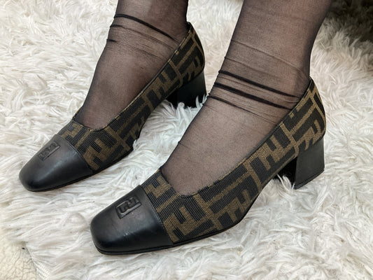 FENDI Zucca Pumps Size (36.5)(US 6)(23.5 cm)(9.09 inch) Heel 5 cm (1.97 inch) Free Shipping