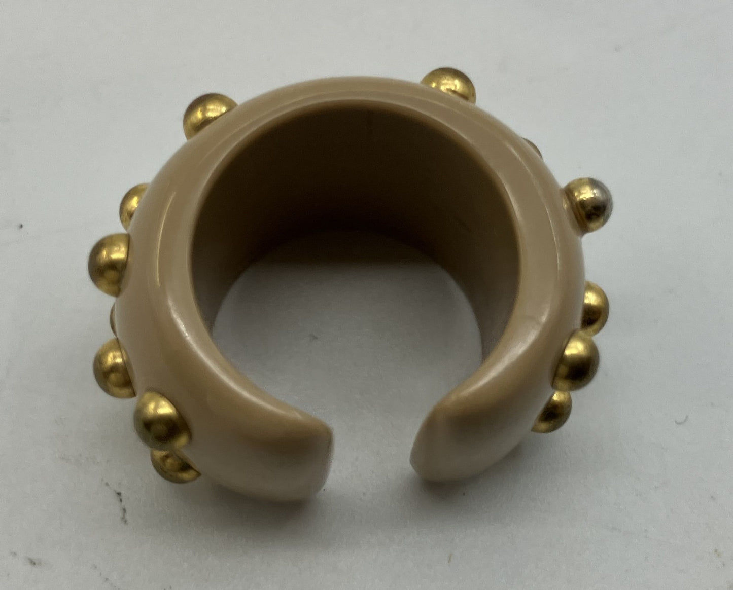 CHANEL Vintage Studded Beige Plastic Ring 窶・Size JP 12 / US 6.5 / EU 52 窶・Authentic Pre-owned