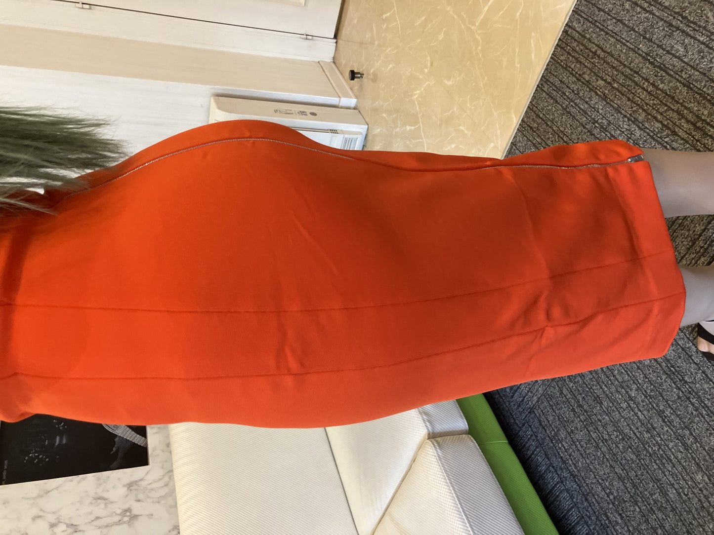 Victoria Beckham Orange Bodycon Midi Dress Off Shoulder Italy Size 42 Free Ship