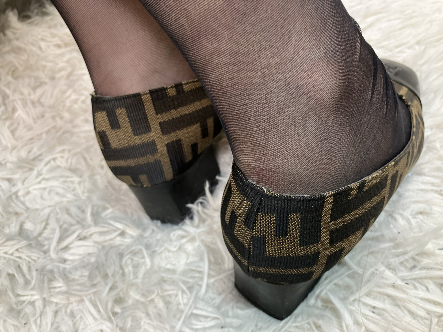 FENDI Zucca Pumps Size (36.5)(US 6)(23.5 cm)(9.09 inch) Heel 5 cm (1.97 inch) Free Shipping