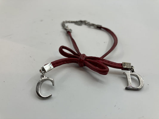 Ｃｈｒｉｓｔｉａｎ Ｄｉｏｒ ブレスレット 腕周り約２１．５ｃｍ レッド＆シルバー 送料無料