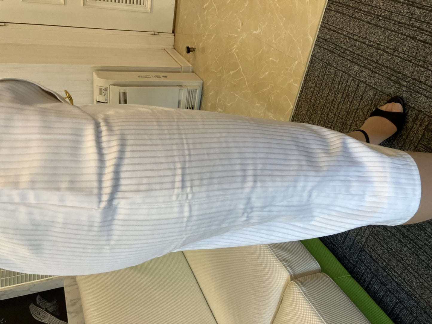 CELINE Paris White Cotton Skirt Gold Buttons Made in France Size M, J FIESTA