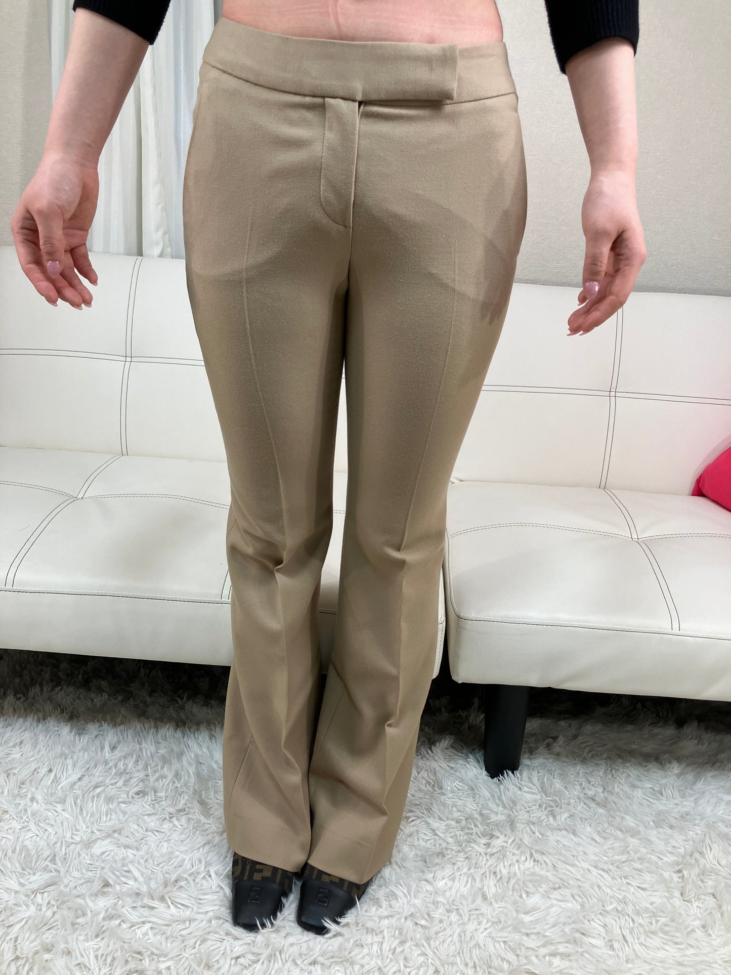 theory Women’s Pants Beige XX0 Stretch Wool Slim Fit