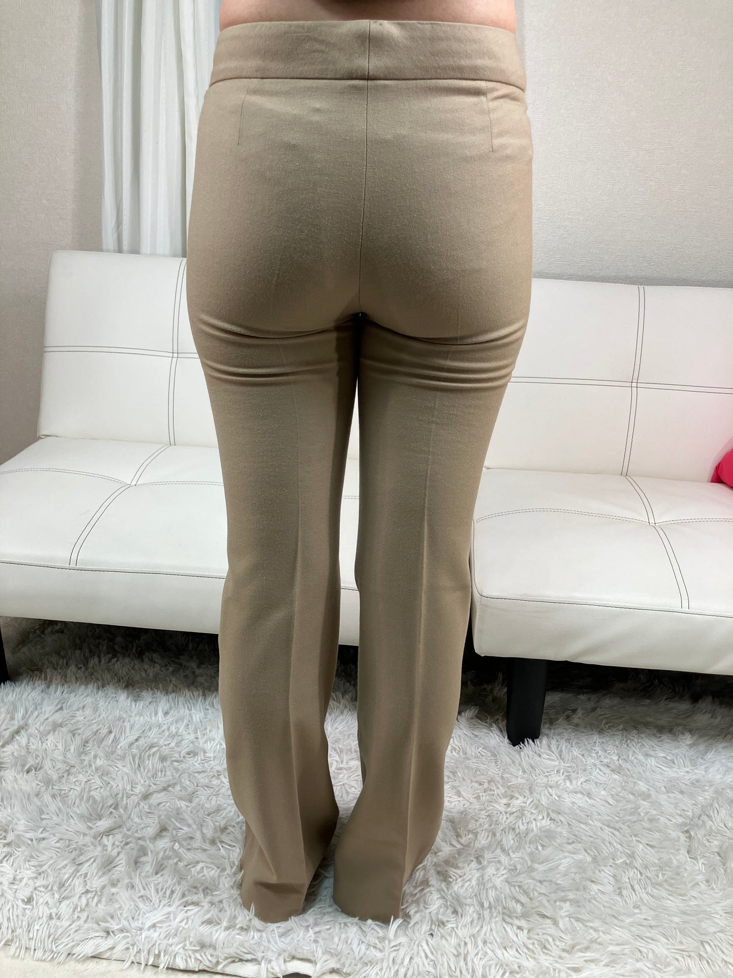 theory Women’s Pants Beige XX0 Stretch Wool Slim Fit