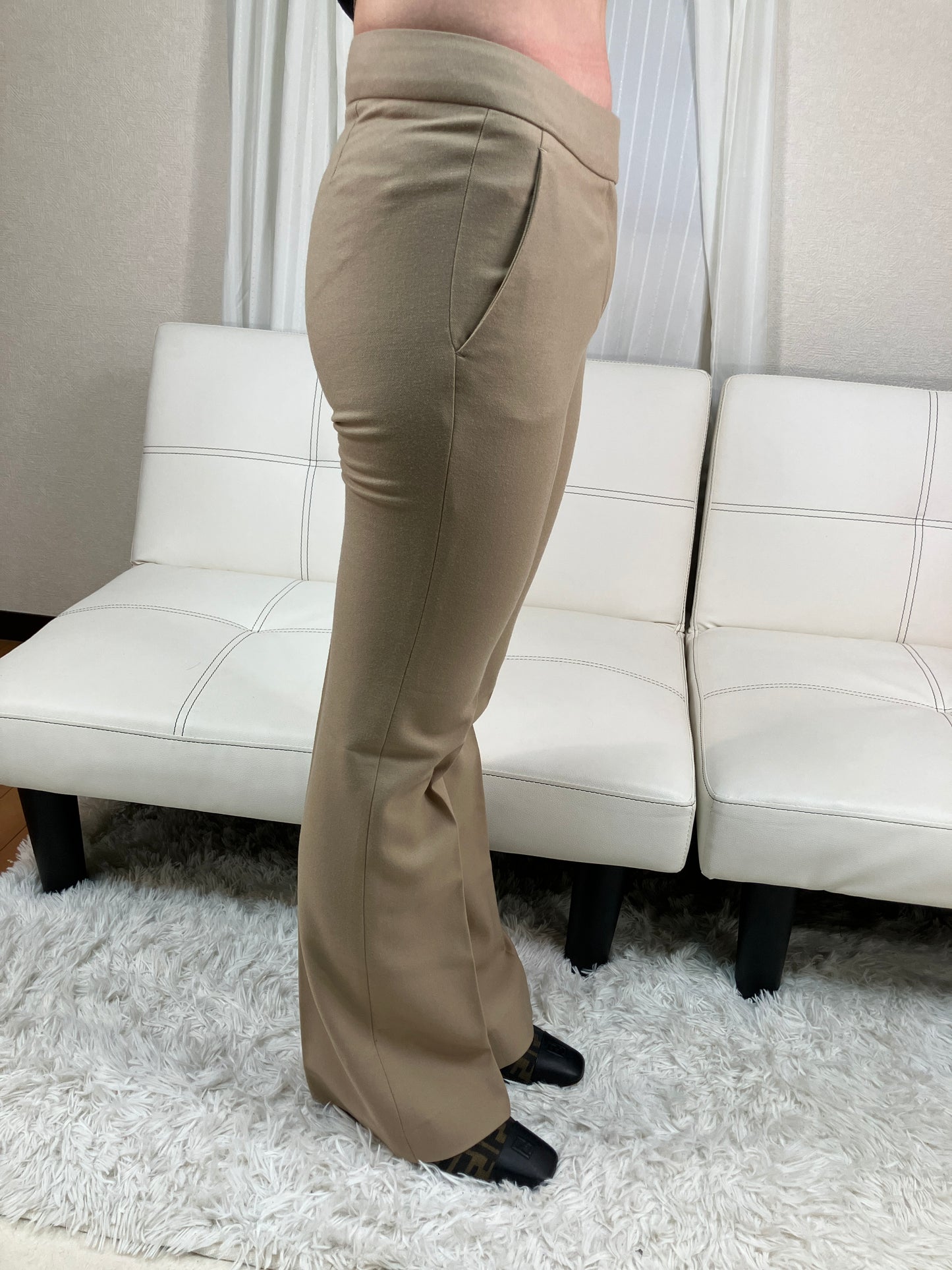 theory Women’s Pants Beige XX0 Stretch Wool Slim Fit