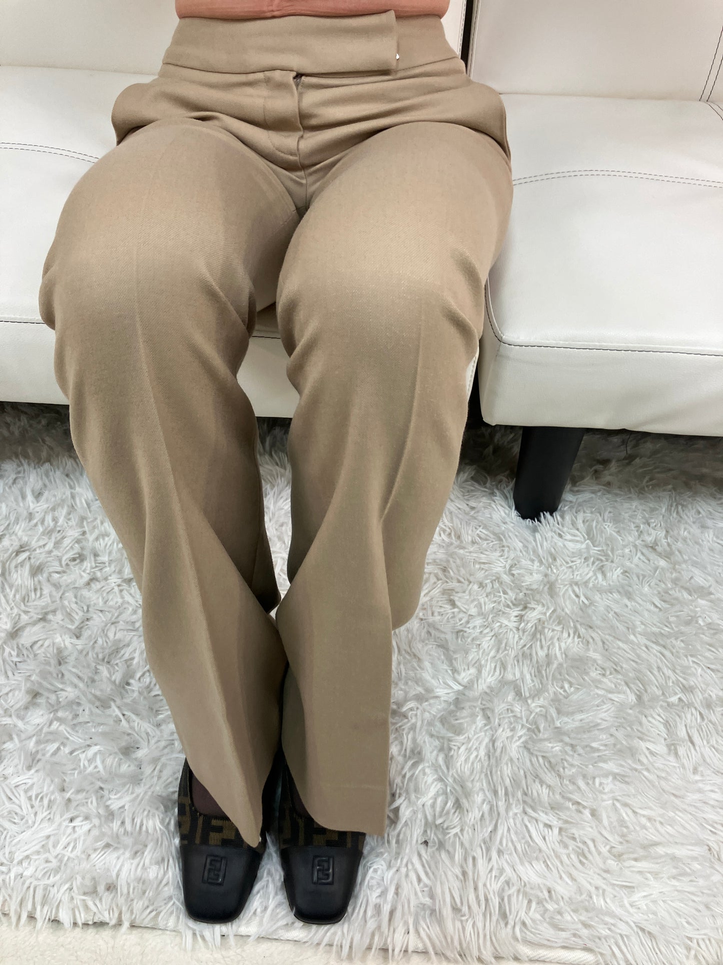 theory Women’s Pants Beige XX0 Stretch Wool Slim Fit