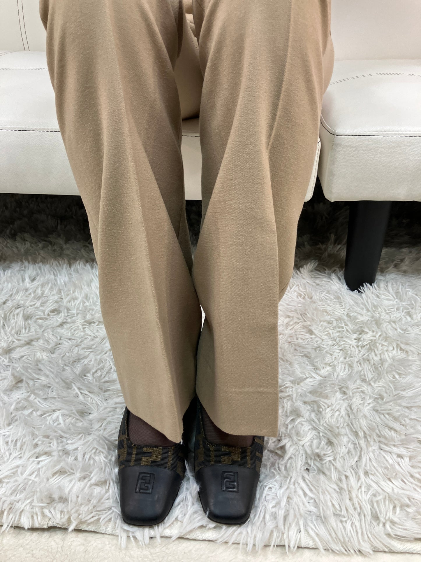 theory Women’s Pants Beige XX0 Stretch Wool Slim Fit