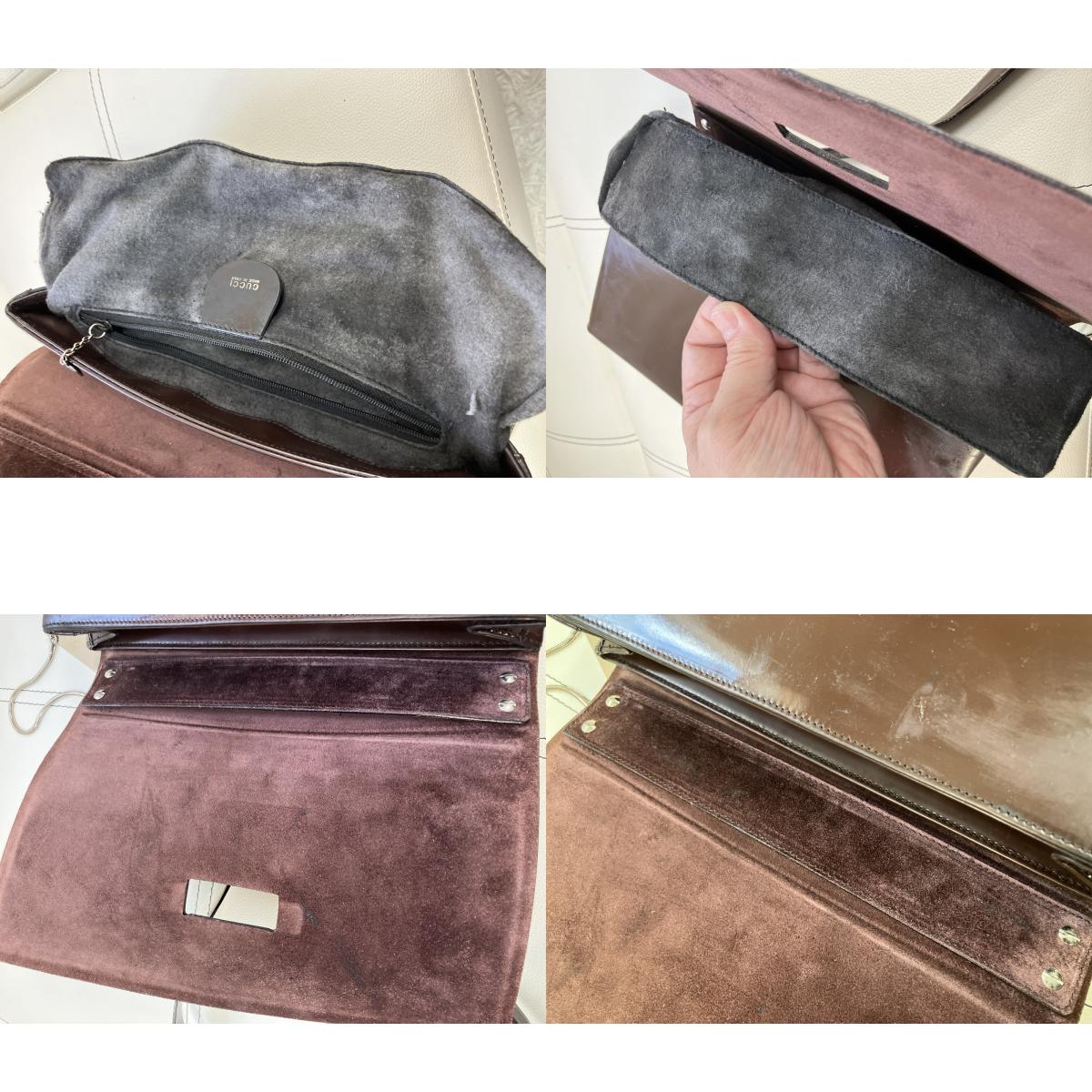 GUCCI Vintage Brown Patent Leather Shoulder Bag 001.3444.1746 Italy