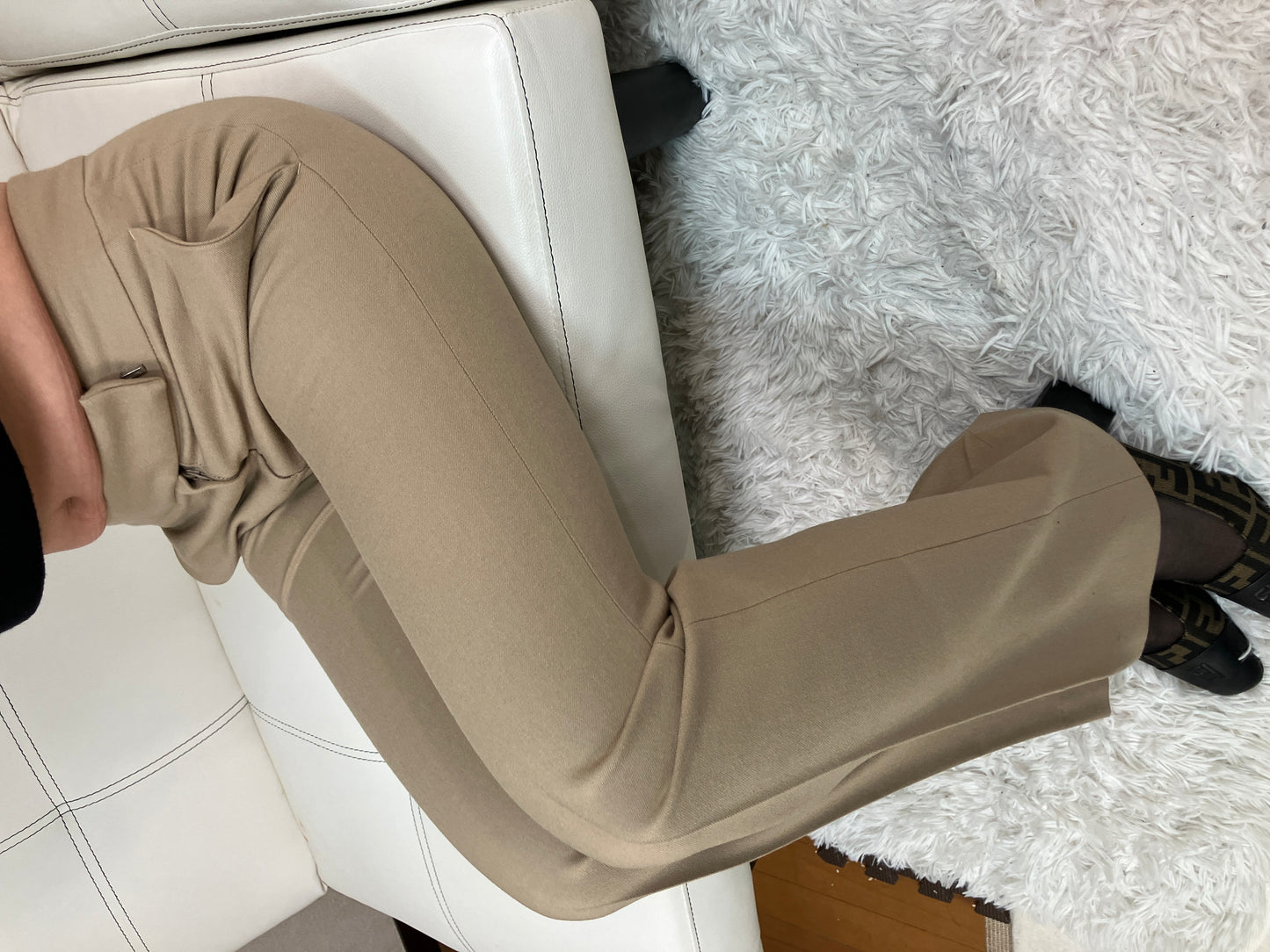 theory Women’s Pants Beige XX0 Stretch Wool Slim Fit