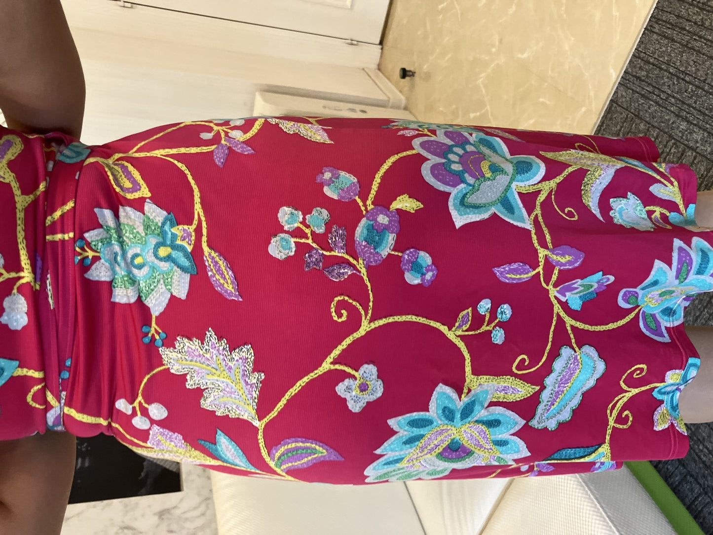 REGINA ROMANTICO Floral Stretch Jersey Wrap Dress Made in Japan Sz 36 S Knee Length