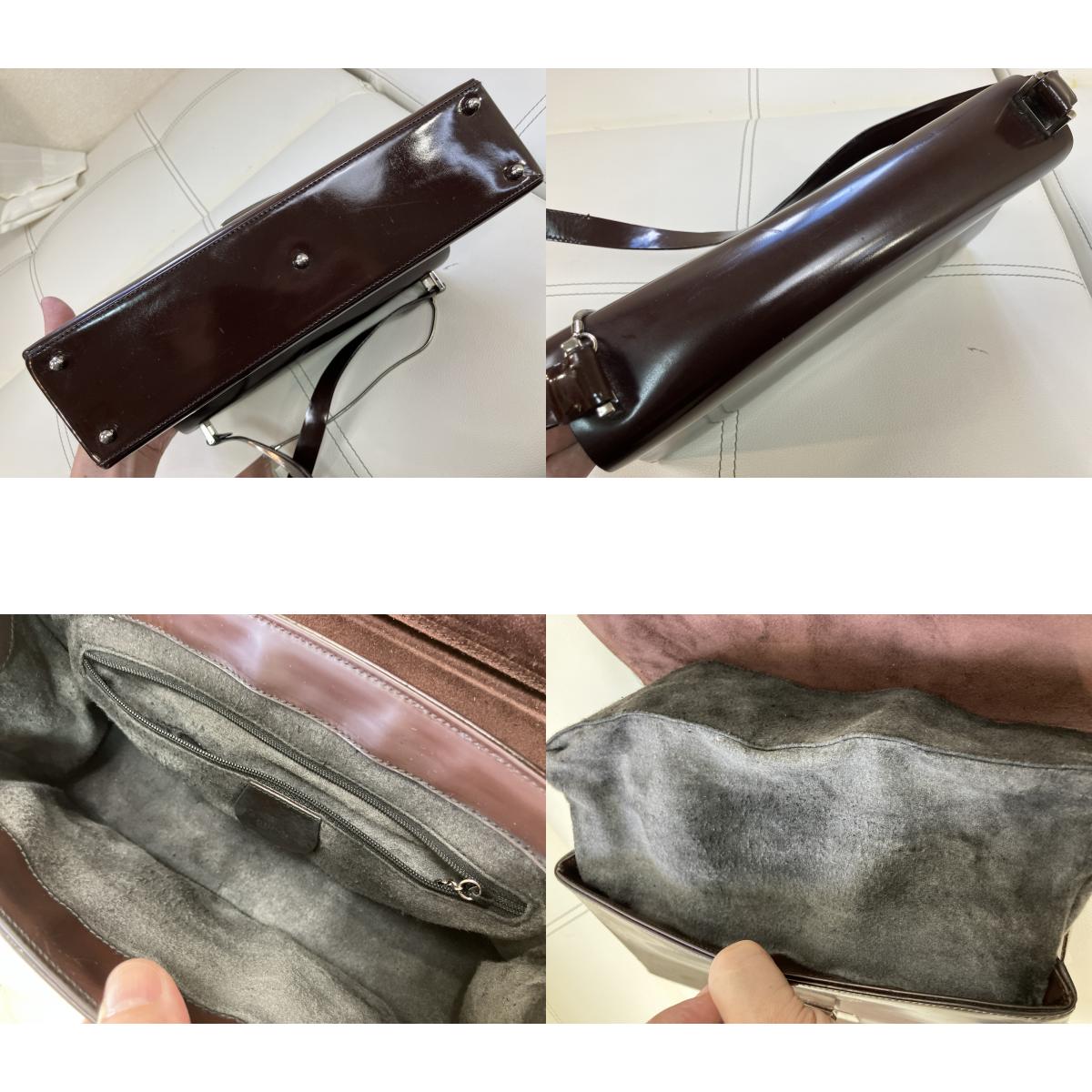 GUCCI Vintage Brown Patent Leather Shoulder Bag 001.3444.1746 Italy
