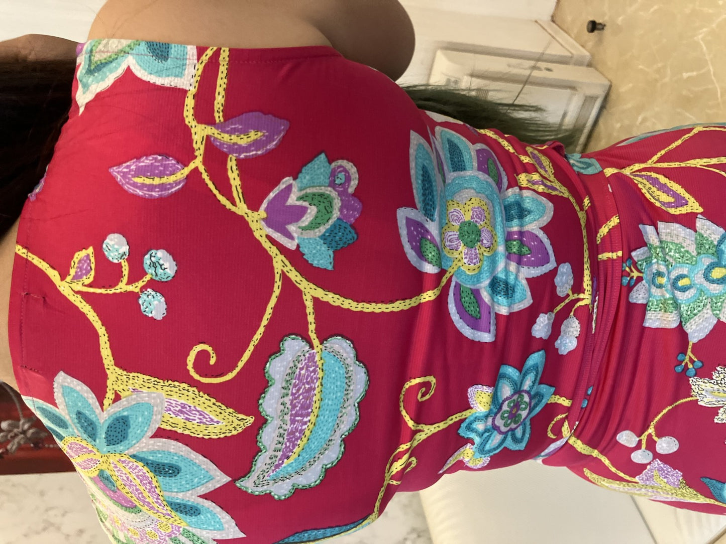 REGINA ROMANTICO Floral Stretch Jersey Wrap Dress Made in Japan Sz 36 S Knee Length