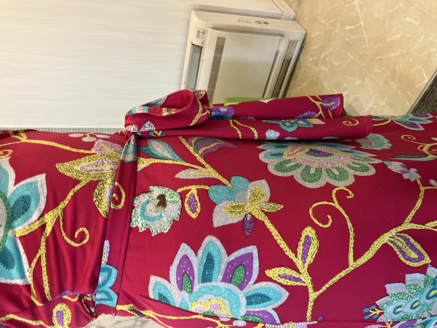 REGINA ROMANTICO Floral Stretch Jersey Wrap Dress Made in Japan Sz 36 S Knee Length