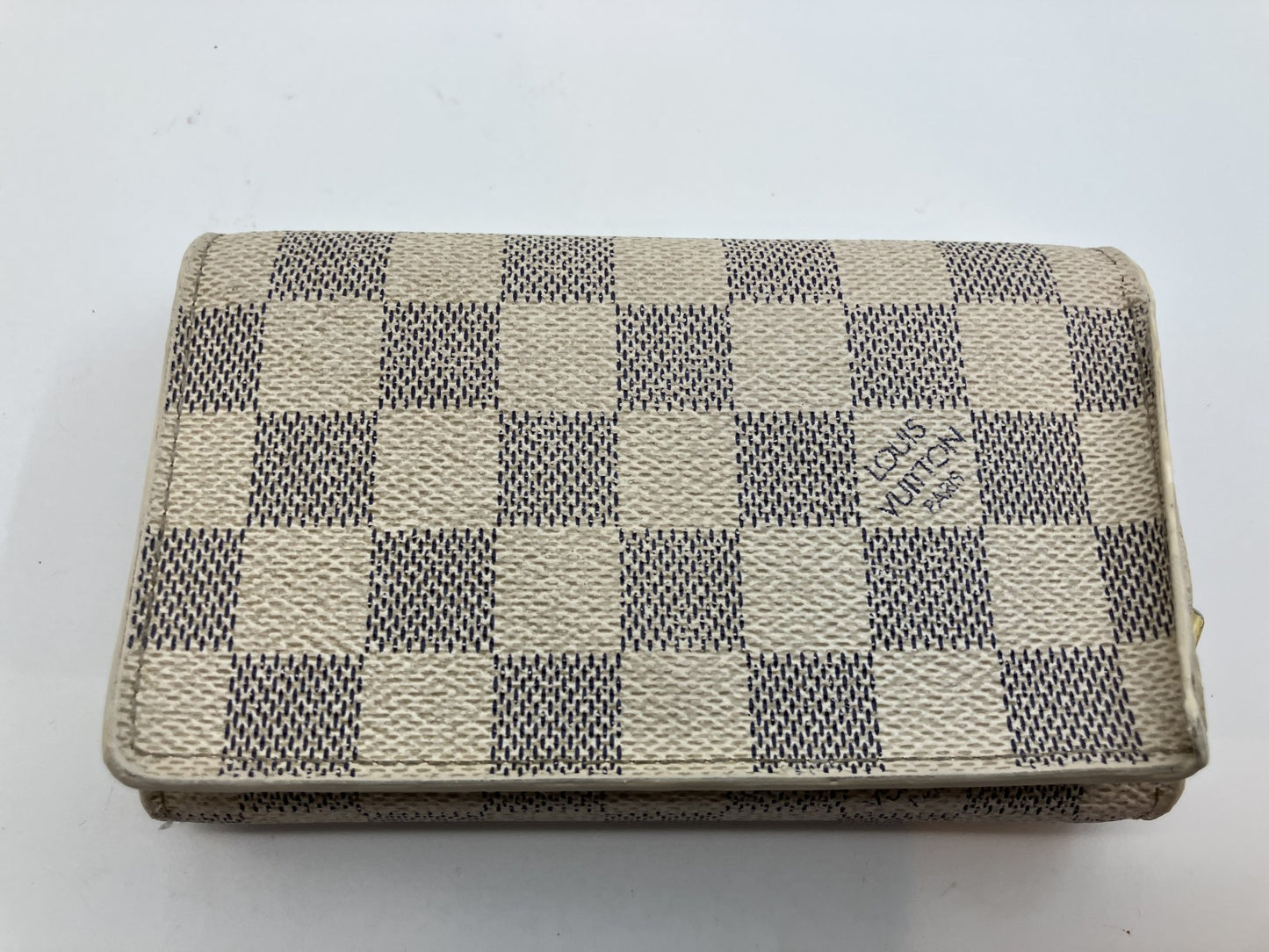 Louis Vuitton Damier Azur White Bi-fold Wallet Compact 14x9cm N61744 Zip Portefeuille Tresor