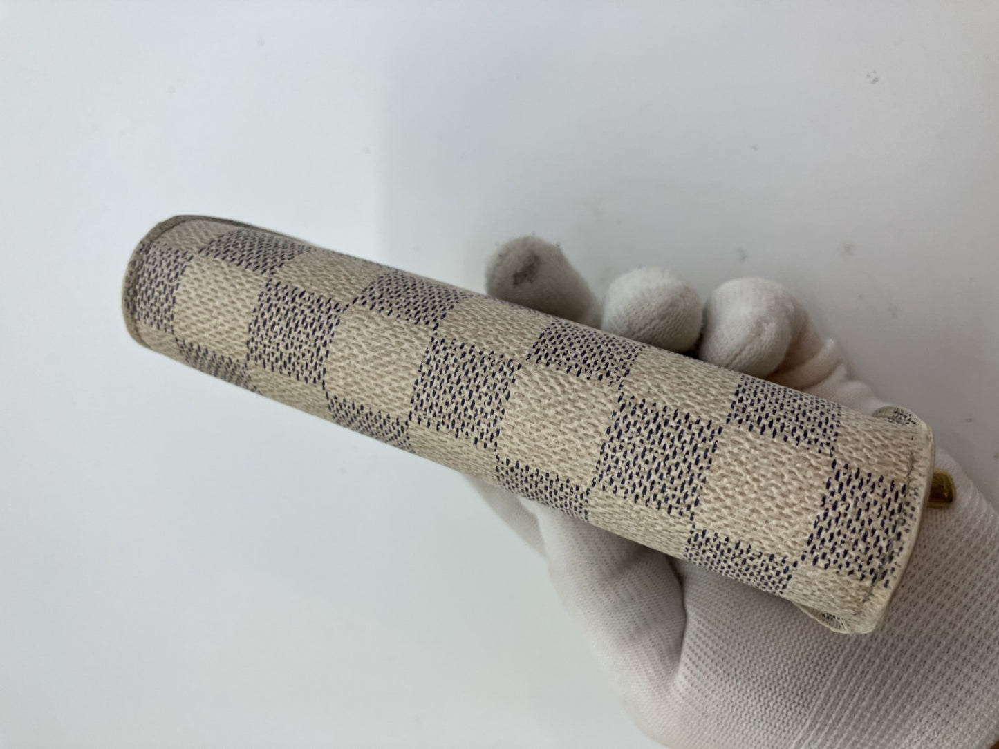 Louis Vuitton Damier Azur White Bi-fold Wallet Compact 14x9cm N61744 Zip Portefeuille Tresor
