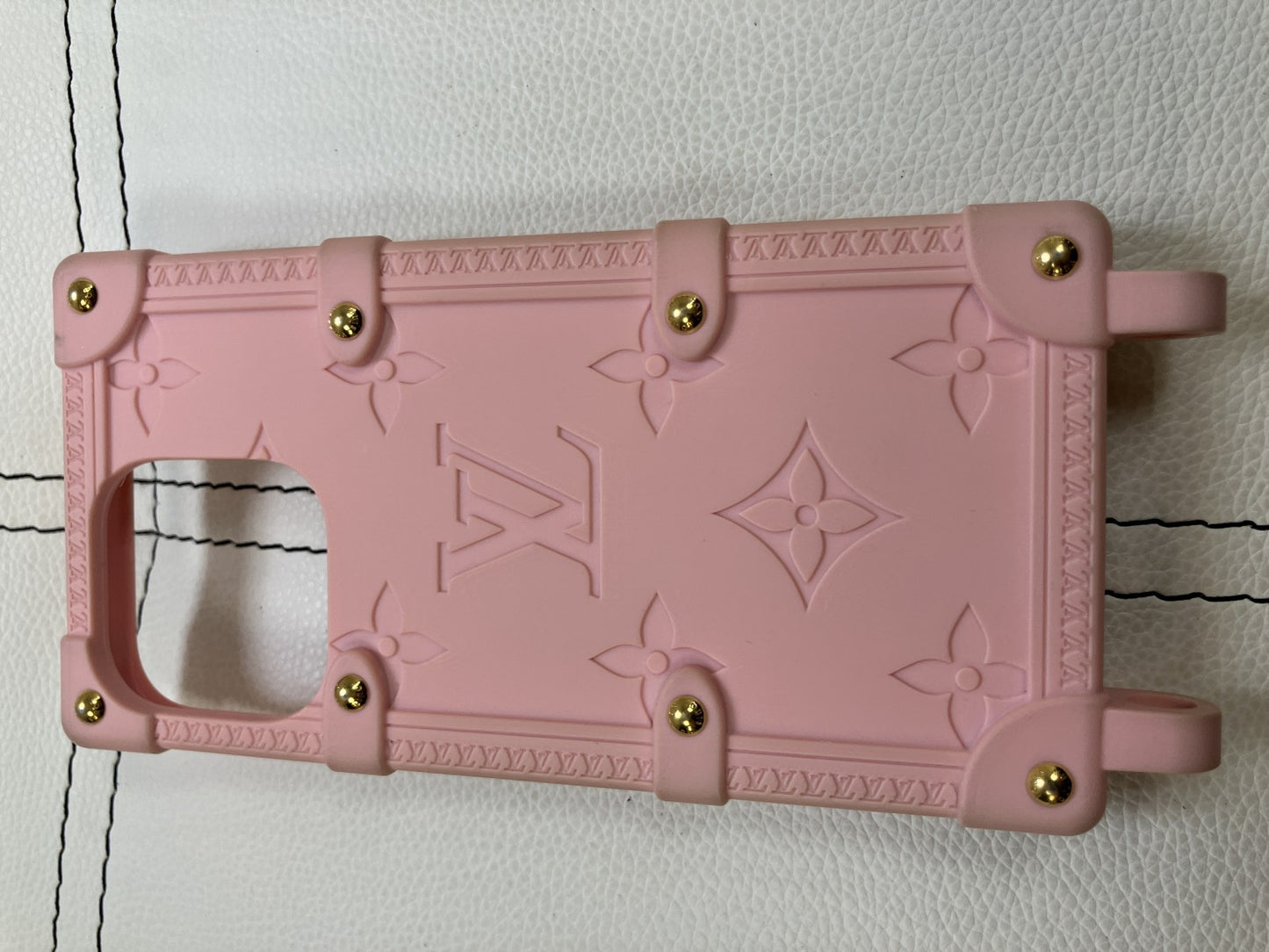 Louis Vuitton iPhone 14 Pro Case Pink Monogram Trunk BC0233 Made in Italy