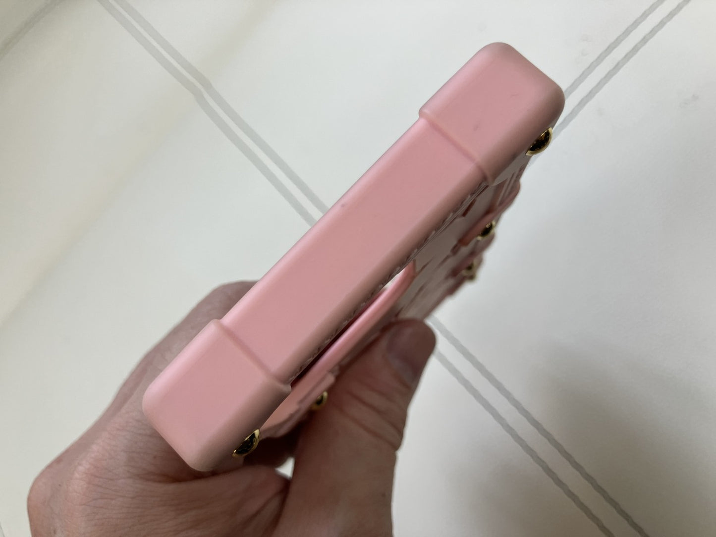 Louis Vuitton iPhone 14 Pro Case Pink Monogram Trunk BC0233 Made in Italy