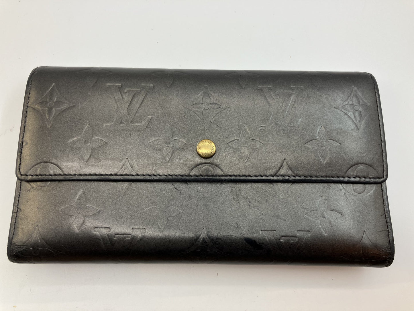 LOUIS VUITTON Long Wallet Monogram Mat Porte Tresor International M65102 Black/Ardoise Made in France Box Dust Bag Receipt
