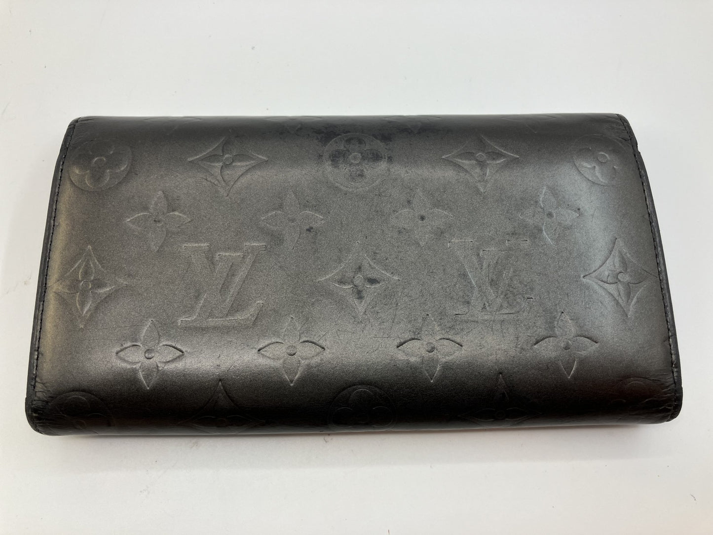 LOUIS VUITTON Long Wallet Monogram Mat Porte Tresor International M65102 Black/Ardoise Made in France Box Dust Bag Receipt