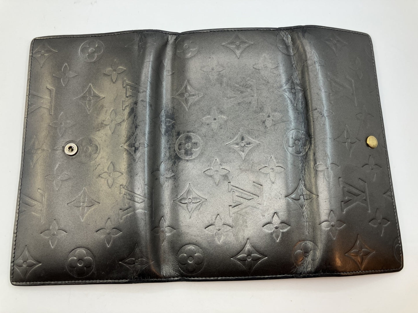 LOUIS VUITTON Long Wallet Monogram Mat Porte Tresor International M65102 Black/Ardoise Made in France Box Dust Bag Receipt