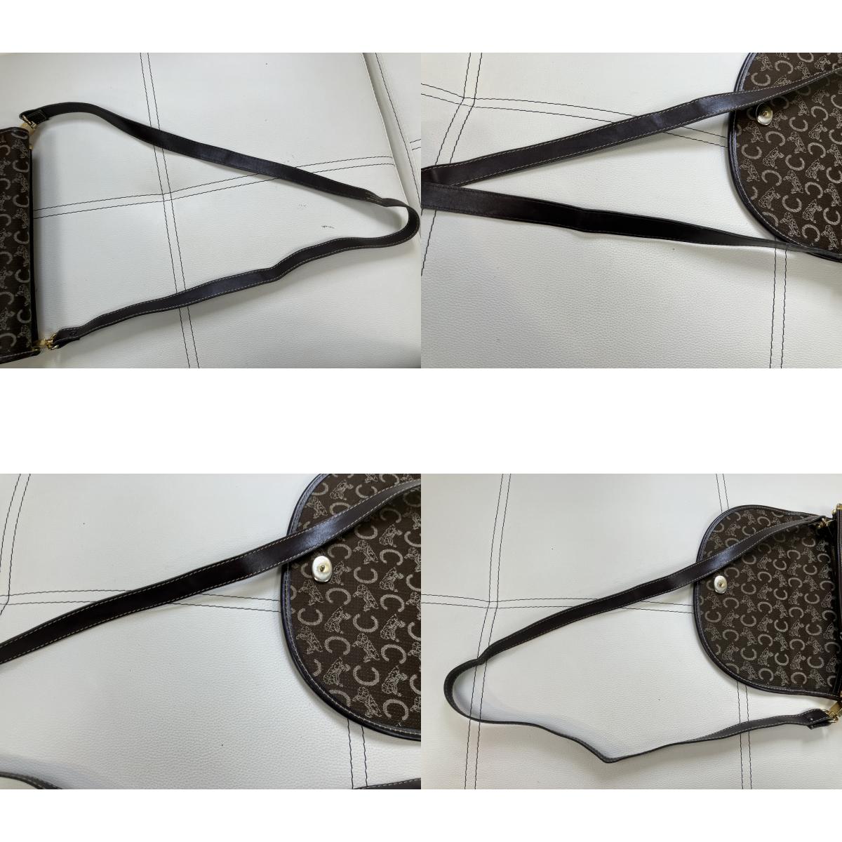 CELINE C Macadam Horse Carriage Flap Shoulder Bag Brown Jacquard Italy