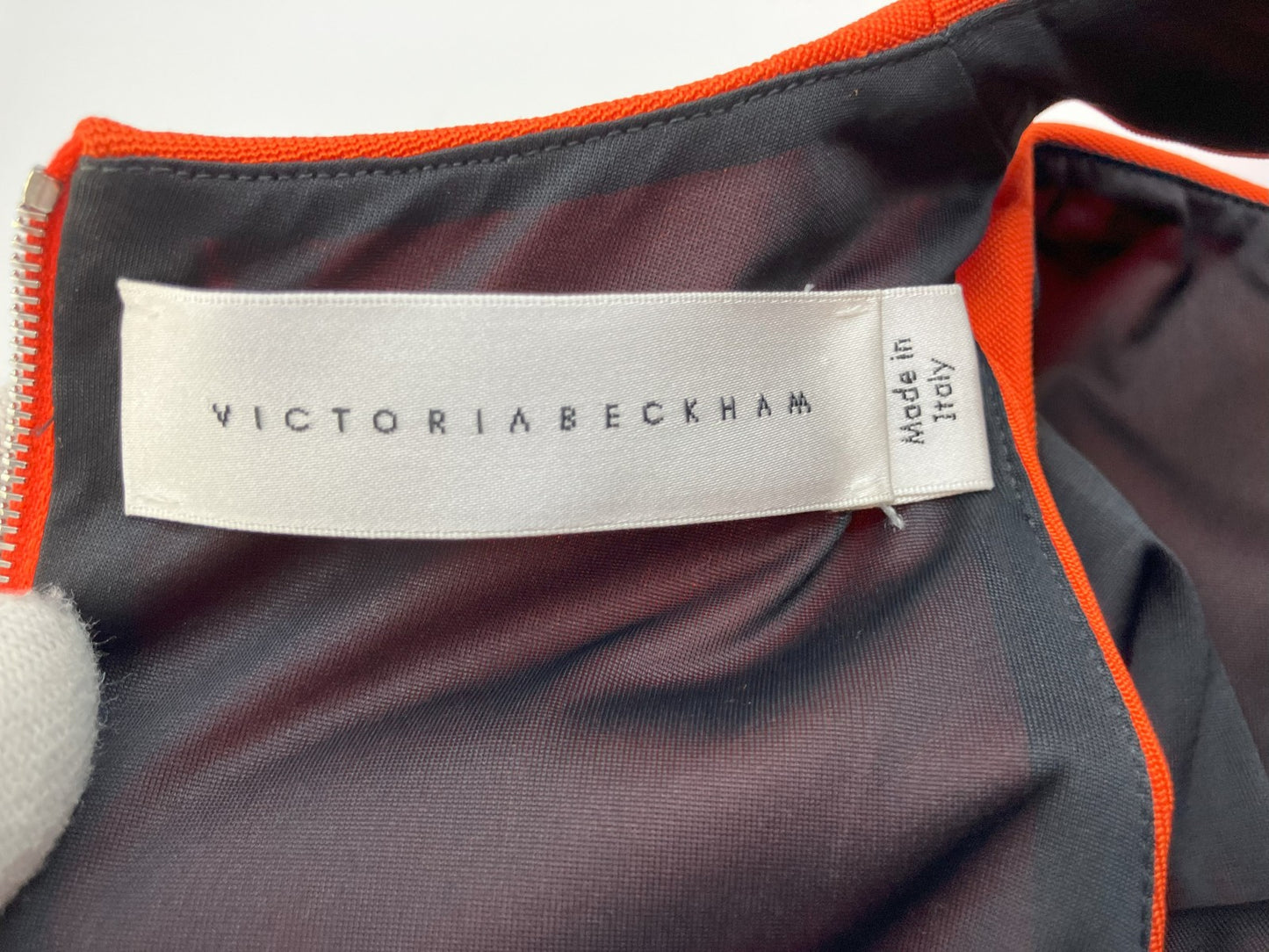 Victoria Beckham Orange Bodycon Midi Dress Off Shoulder Italy Size 42 Free Ship