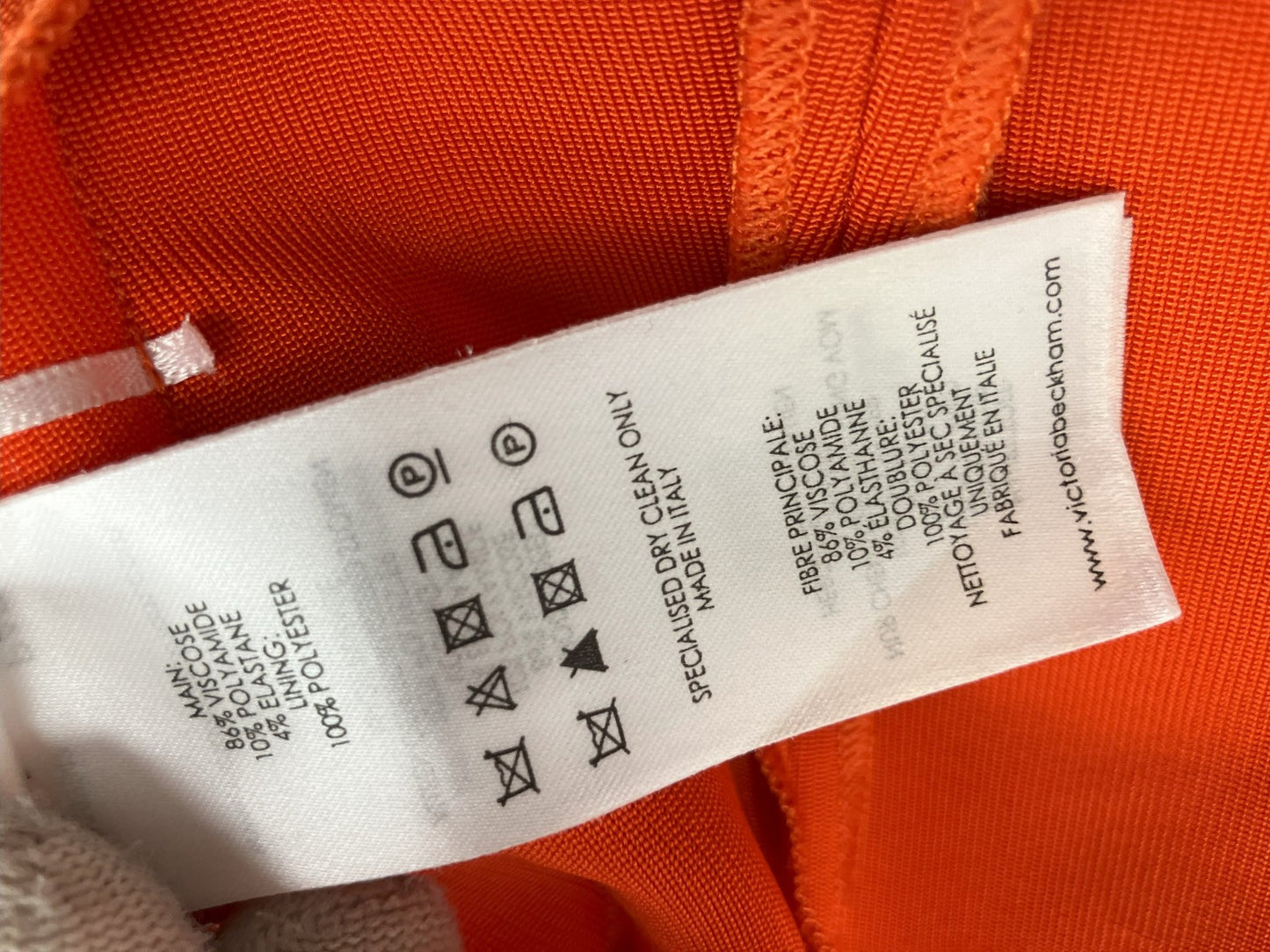 Victoria Beckham Orange Bodycon Midi Dress Off Shoulder Italy Size 42 Free Ship