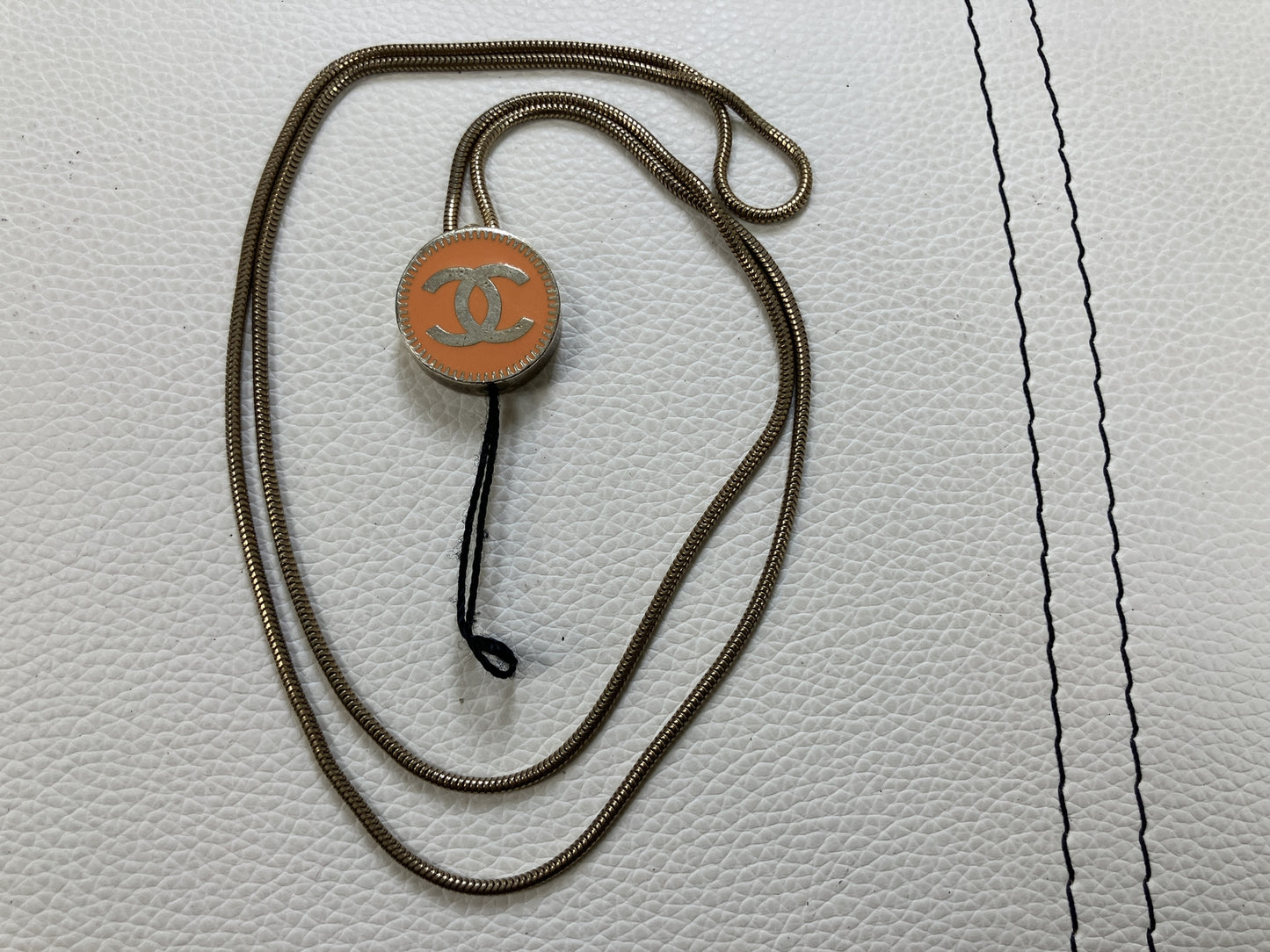 CHANEL 03P Coco Mark Orange Gold Phone Neck Strap Lanyard Vintage 2003