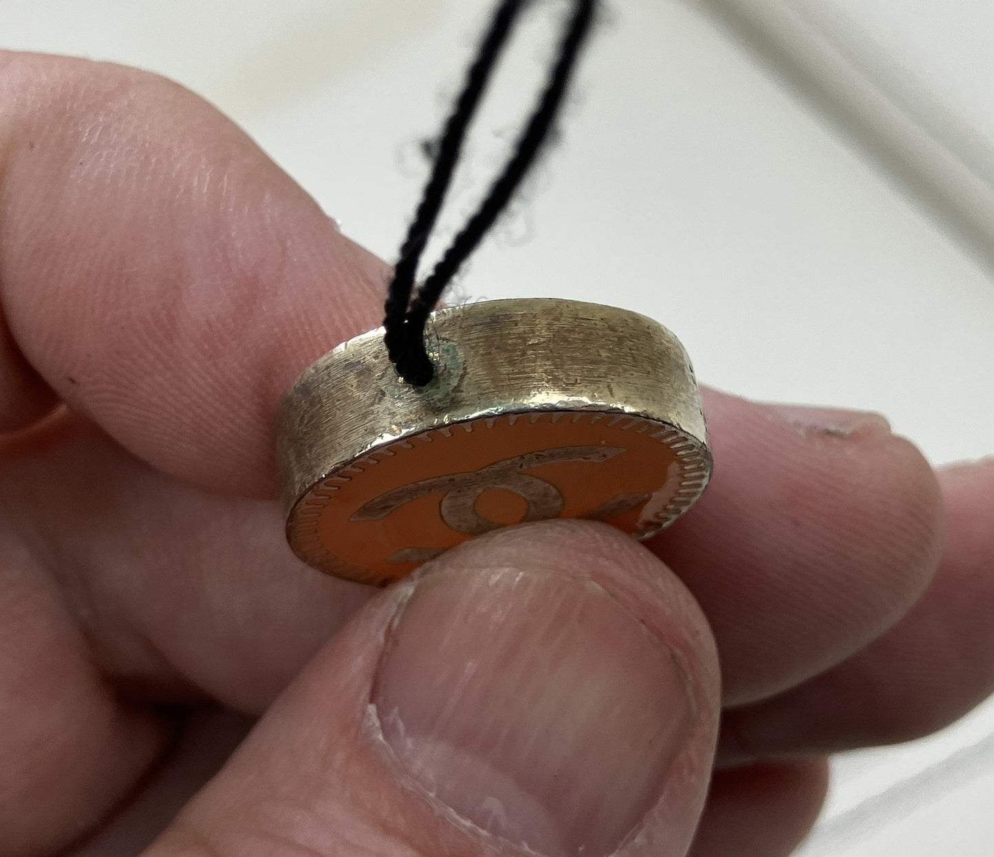 CHANEL 03P Coco Mark Orange Gold Phone Neck Strap Lanyard Vintage 2003