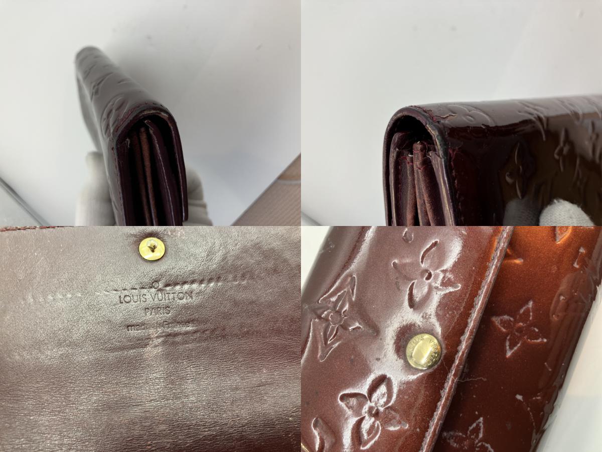 Louis Vuitton Vernis Portefeuille Sarah Amarante Long Wallet กล่อง กระเป๋า และอุปกรณ์รวมอยู่ด้วย จัดส่งฟรี 