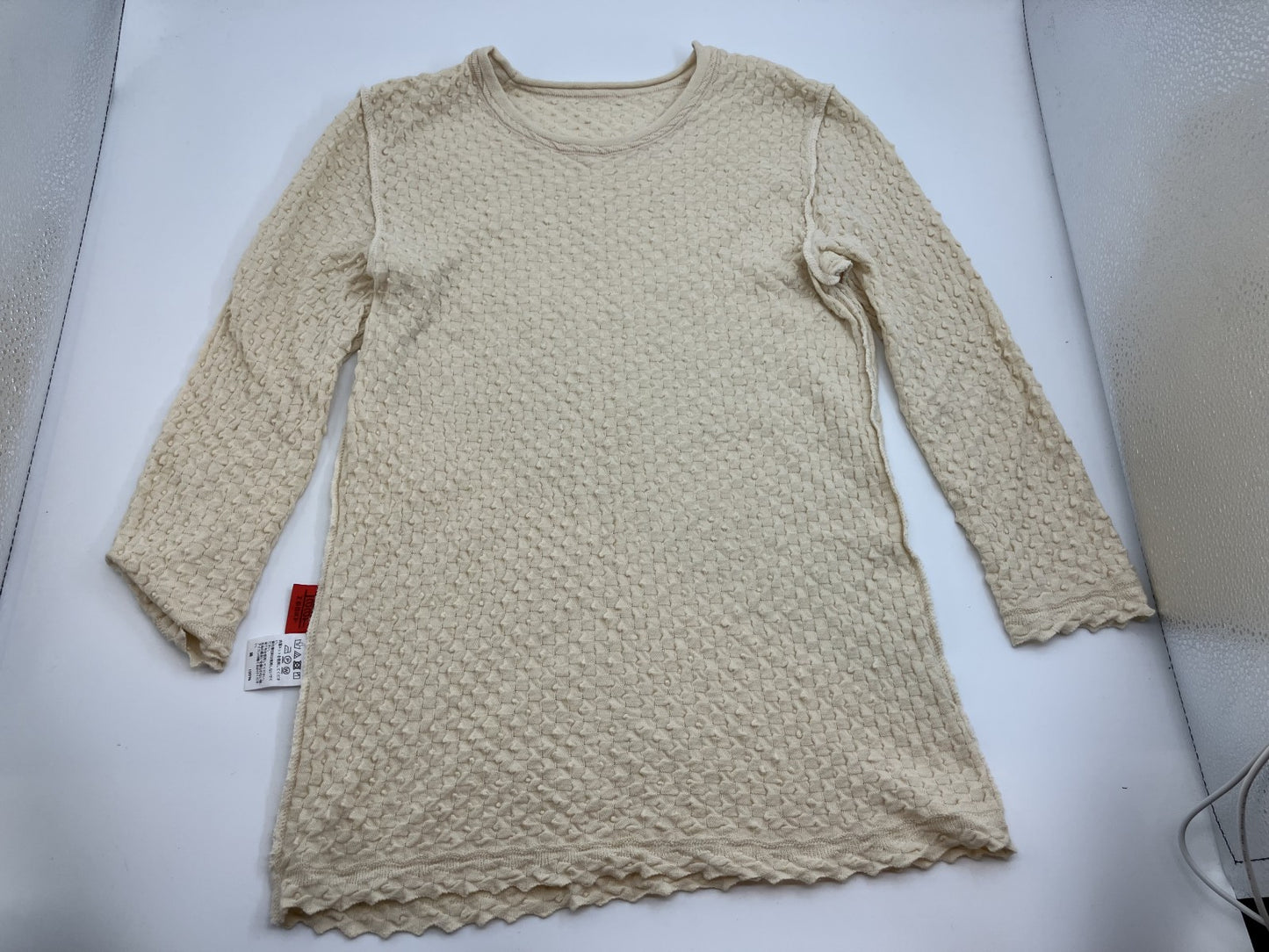 ISSEY MIYAKE Knit 100% cotton Beige Free shipping 