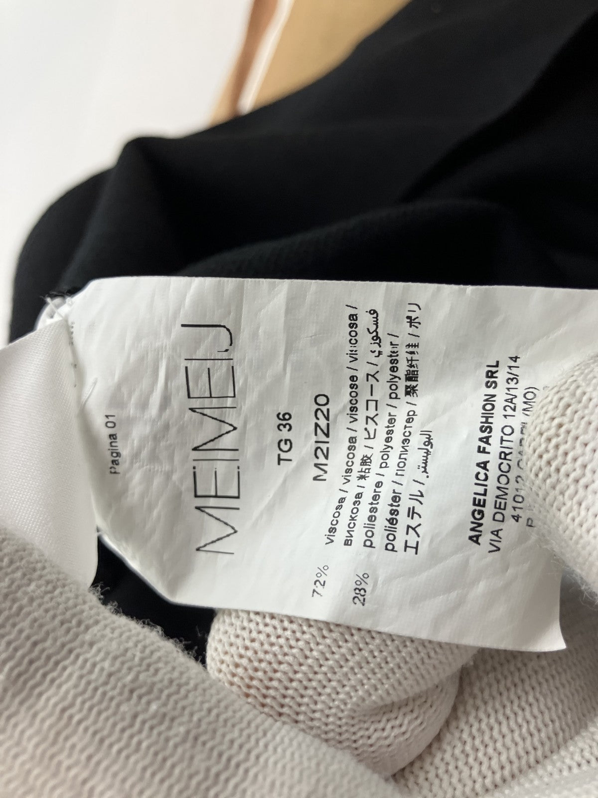 MEIMEIJ Long Black Dress TG36 Made in Italy 窶・Elegant Ruffle Neckline 窶・Stretch Comfort 窶・