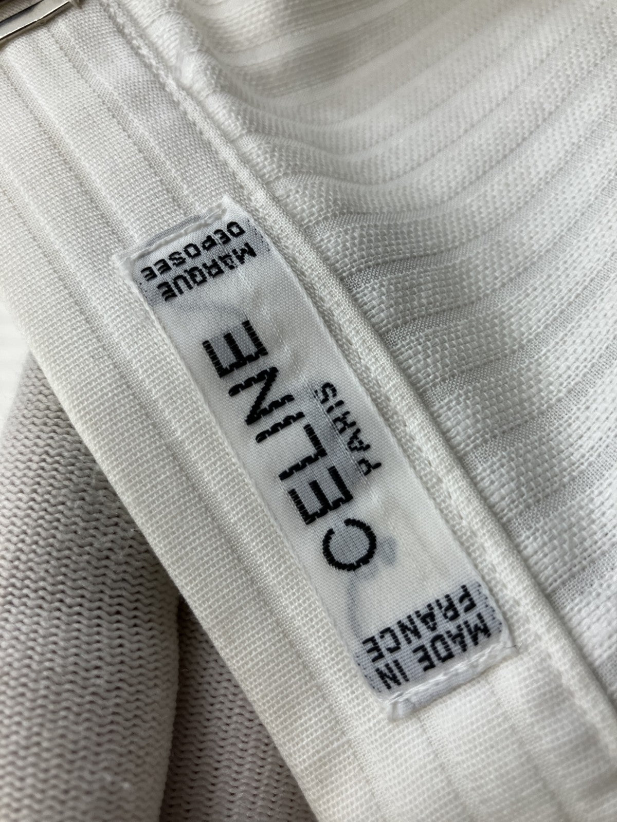 CELINE Paris White Cotton Skirt Gold Buttons Made in France Size M, J FIESTA