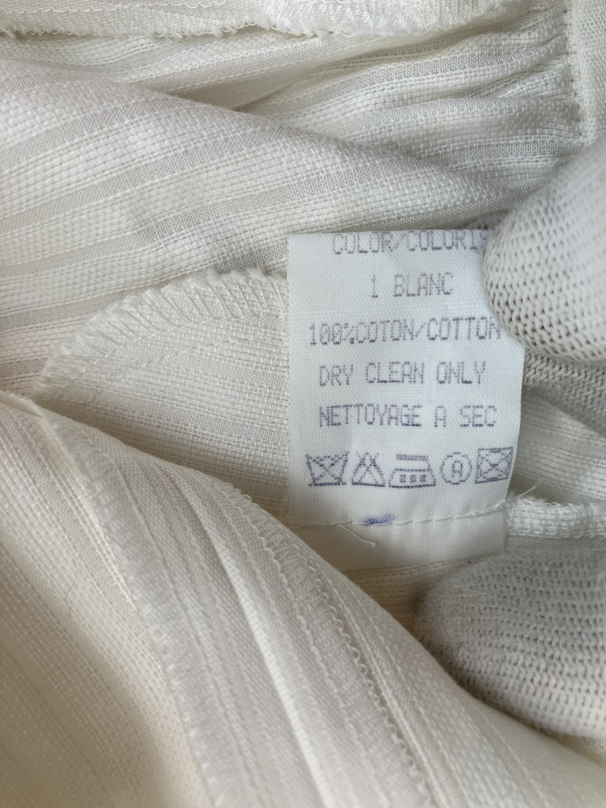 CELINE Paris White Cotton Skirt Gold Buttons Made in France Size M, J FIESTA