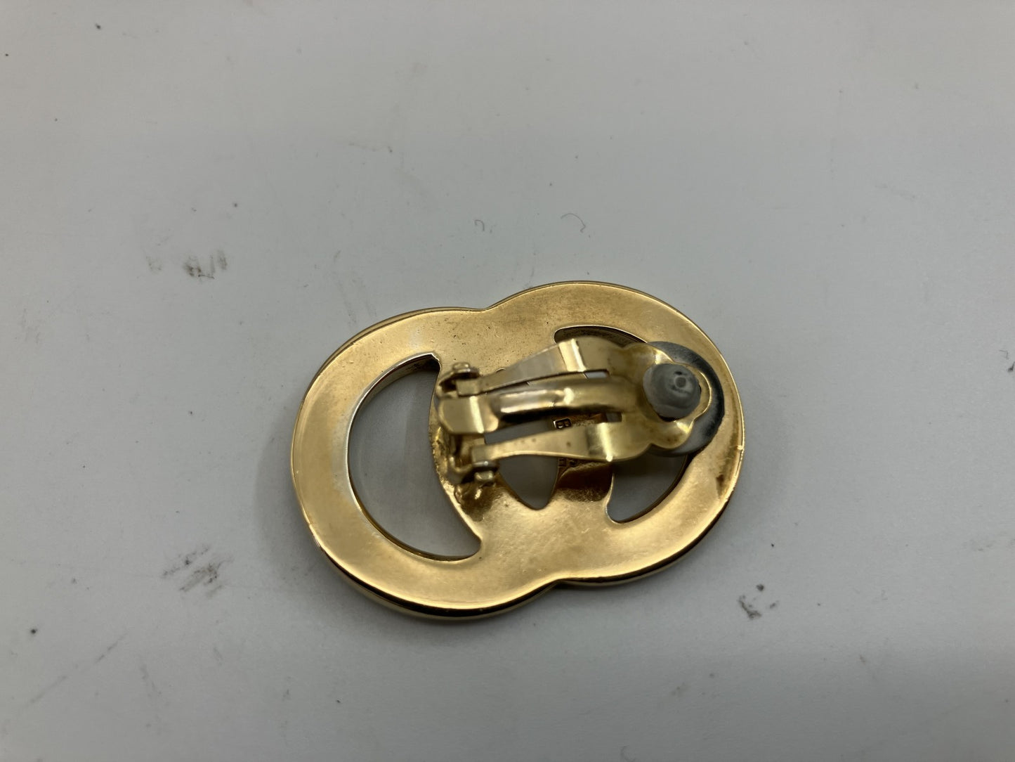 セリーヌ サークルイヤリング 3.5×2.5ｃｍ（1.38×0.98インチ） 片側のみ ゴールド＆ブラック 送料無料