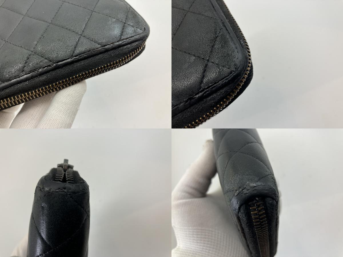 CHANEL Quilted Zip-Around Wallet | Black Lambskin 20 ÁE10 cm | Card & Hologram