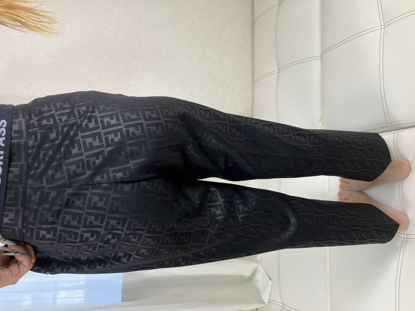 FENDI Jeans Zucca FF Logo Pants Women's XL Black Made in Italy